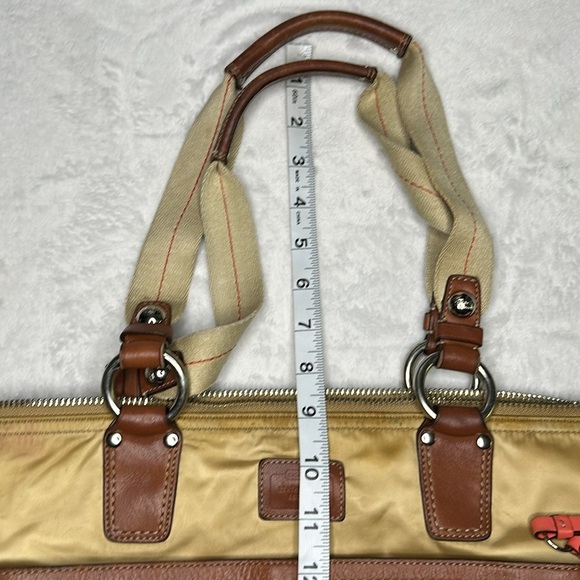 Coach Tote Handbag Hampton Champagne & Red Nylon with Leather Unused - Picture 15 of 16
